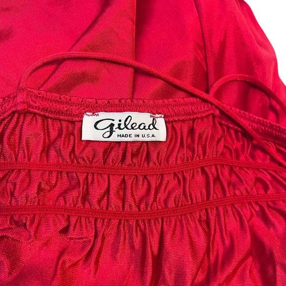 Vintage Gilead Red Satin Lace Nightgown - Size Medium - Made in USA - Picture 3 of 8